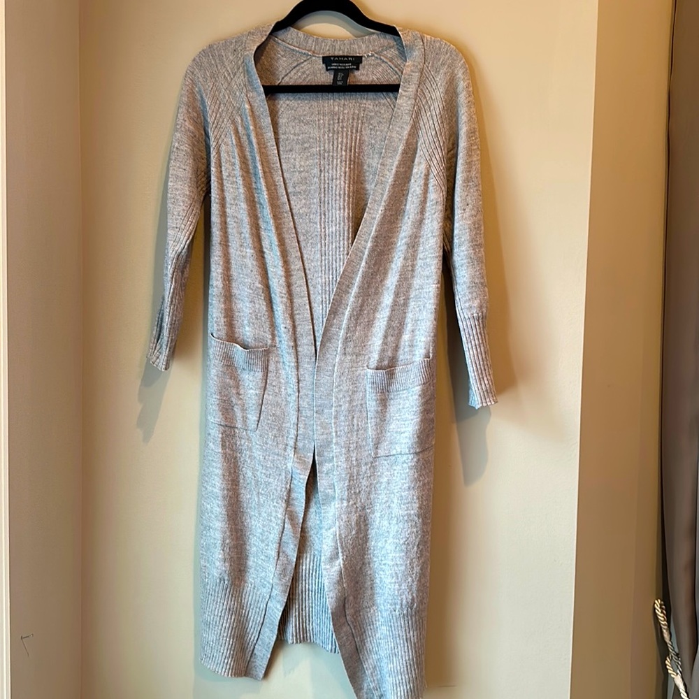 Tahari Womens Merino Wool Blend, Sides Open Cardigan